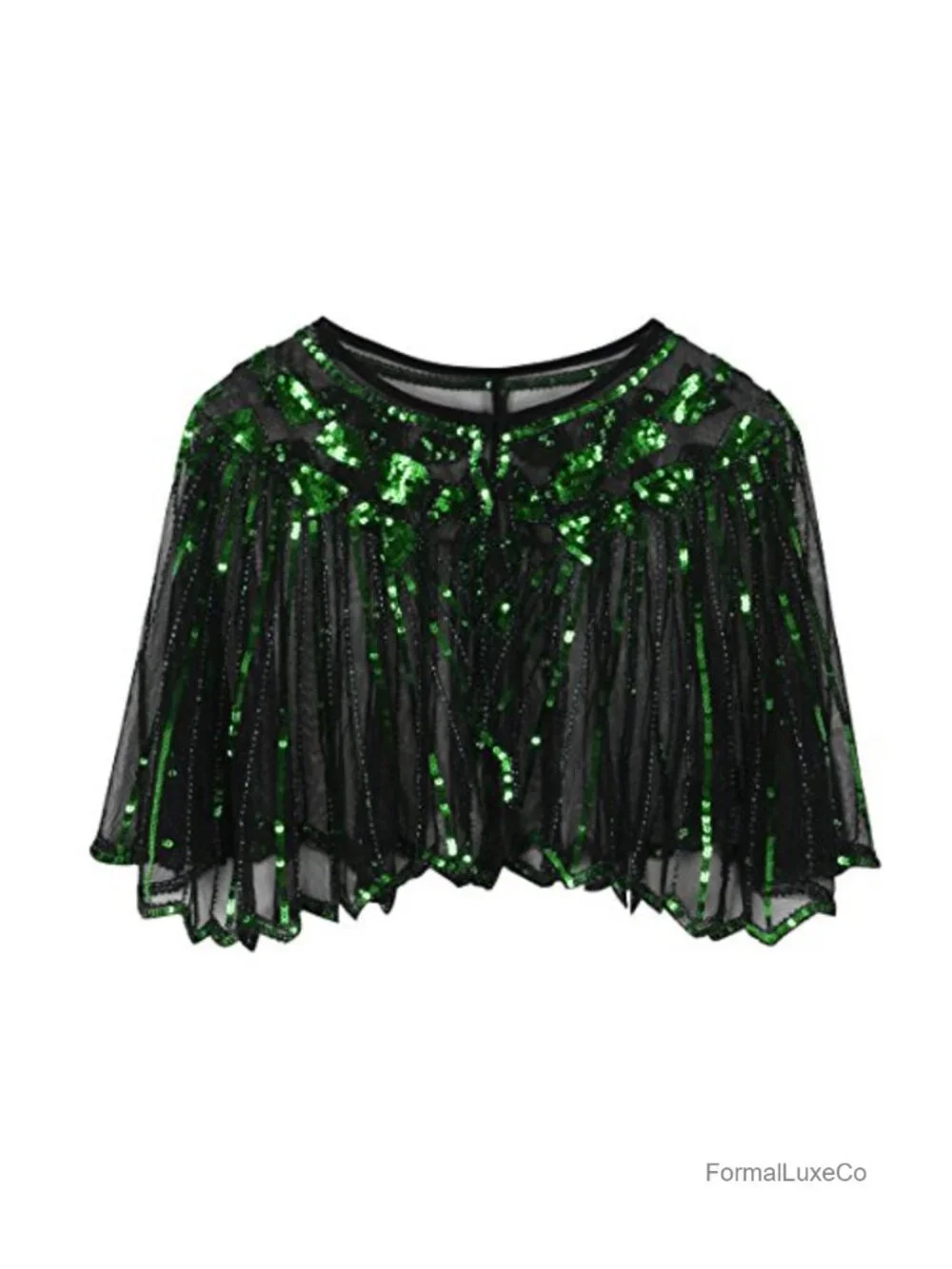 1920s Sequin Beaded Cape Cover Up Evening Party Bolero Shawl